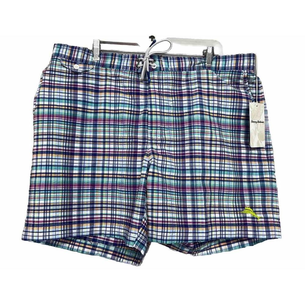 Tommy Bahama Plaid Board Shorts Men’s Swim Trunks UPF 30 NWT Size XL